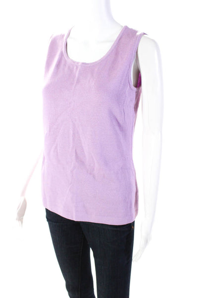 St. John Women's Scoop Neck Sleeveless Sweater Tank Lavender Size P