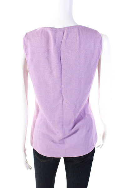 St. John Women's Scoop Neck Sleeveless Sweater Tank Lavender Size P