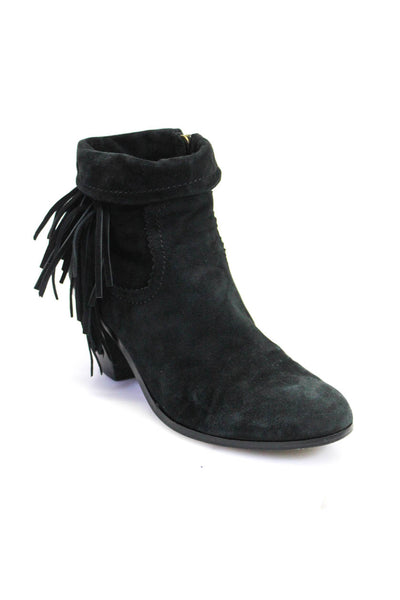 Sam Edelman Womens Suede Zip Up Cuffed Louie Ankle Boots Black Size 9 Medium