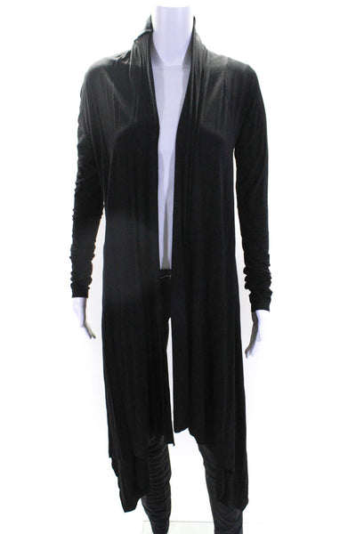 Jane Oh Womens Jersey Plaid Back Long Sleeve Draped Front Cardigan Black Size PP