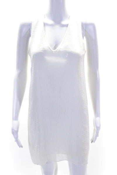 Helmut Lang Womens Chiffon Sleeveless V-Neck Mini Tank Dress White Size PP