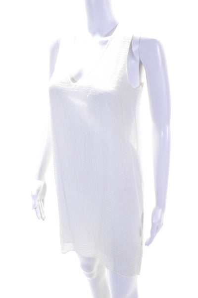 Helmut Lang Womens Chiffon Sleeveless V-Neck Mini Tank Dress White Size PP