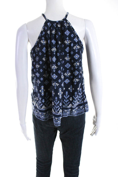 Joie Womens Silk Abstract Print V-Neck Sleeveless Tank Top Blouse Navy Size XXS