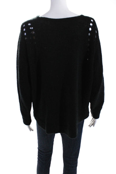 Helmut Lang Womens Wool Knit Long Sleeve Round Neck Sweater Top Black Size PP