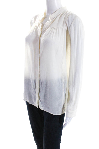 Maje Womens Chiffon Long Sleeve Hidden Placket Button Down Blouse White Size 1