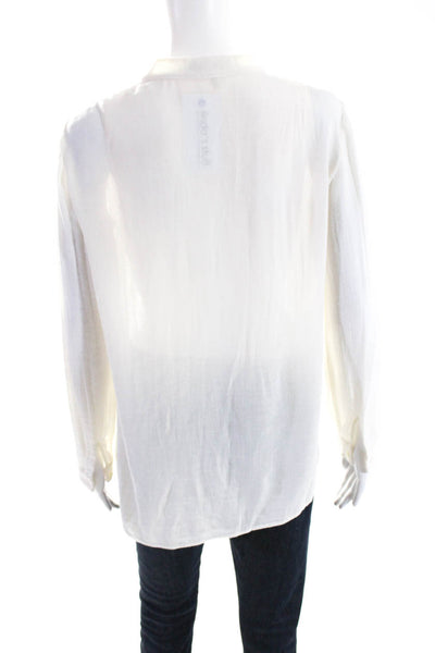 Maje Womens Chiffon Long Sleeve Hidden Placket Button Down Blouse White Size 1