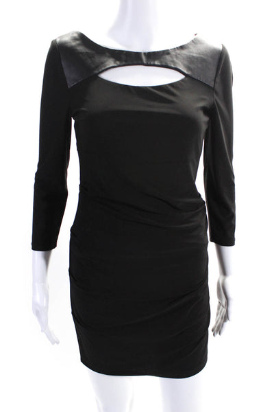 Laundry by Shelli Segal Womens Long Sleeves Ruched Body Con Dress Black Size 4