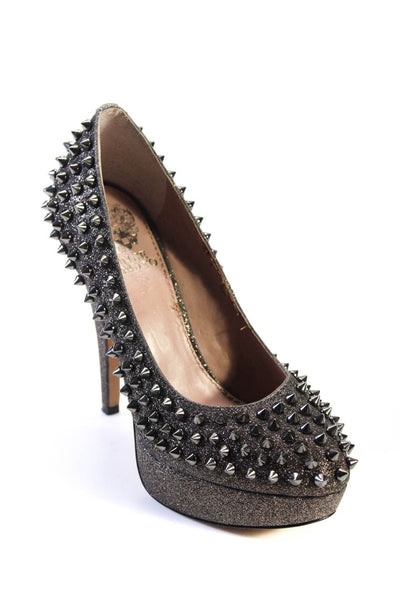 Vince Camuto Womens Studded Platform Madelyn Pumps Pewter Silver Size 7 B