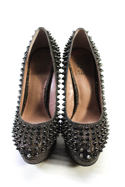 Vince Camuto Womens Studded Platform Madelyn Pumps Pewter Silver Size 7 B