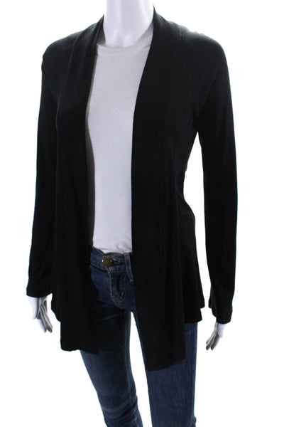 Splendid Womens Jersey Tight Knit Long Sleeve Open Front Cardigan Black Size S