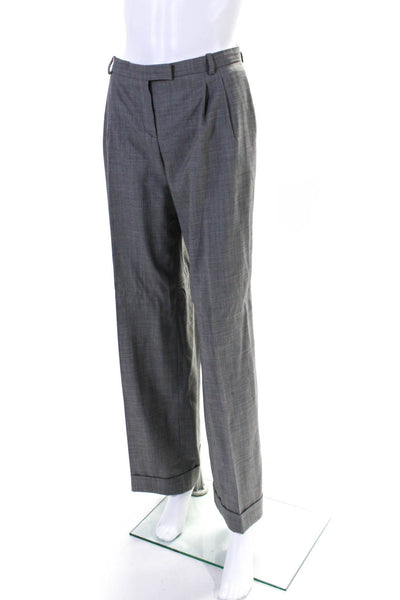 Boss Hugo Boss Womens Wool Hook & Eye Pleated Straight Dress Pants Gray Size 10