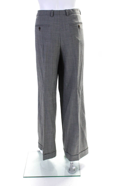 Boss Hugo Boss Womens Wool Hook & Eye Pleated Straight Dress Pants Gray Size 10