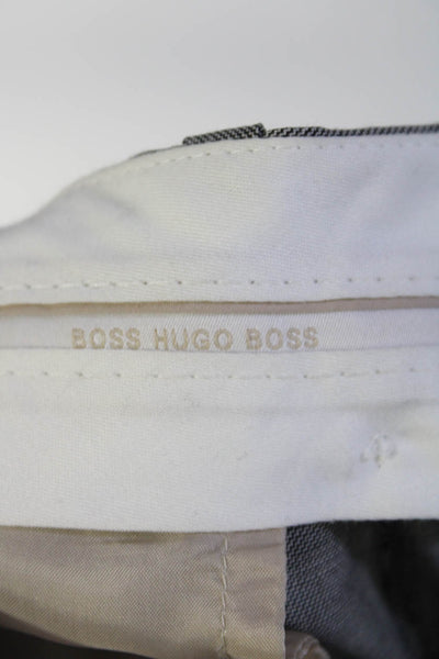 Boss Hugo Boss Womens Wool Hook & Eye Pleated Straight Dress Pants Gray Size 10