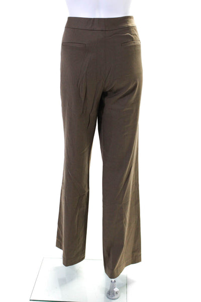 Elie Tahari Womens Wool Straight Leg Flat Front Hook & Eye Pants Tan Size M