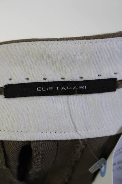 Elie Tahari Womens Wool Straight Leg Flat Front Hook & Eye Pants Tan Size M