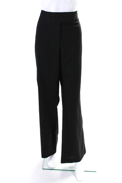 Elie Tahari Womens Striped Hook & Eye Straight Slip-On Dress Pants Black Size L