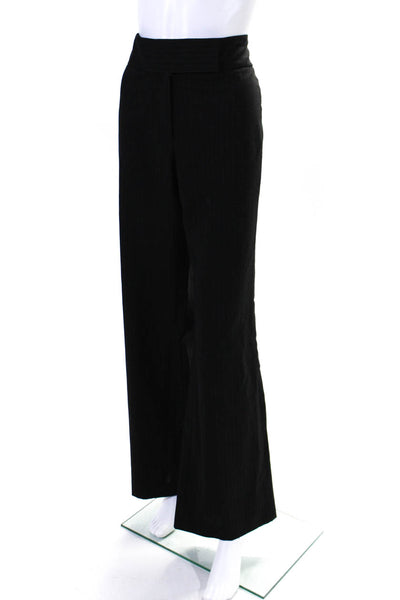 Elie Tahari Womens Striped Hook & Eye Straight Slip-On Dress Pants Black Size L