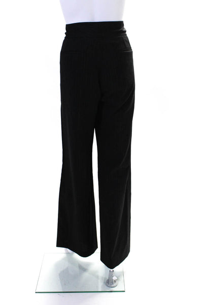 Elie Tahari Womens Striped Hook & Eye Straight Slip-On Dress Pants Black Size L