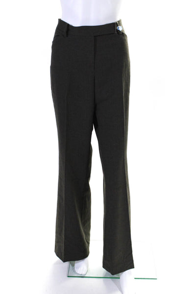 Elie Tahari Womens Zipped Hook & Eye Straight Leg Dress Pants Green Size 12