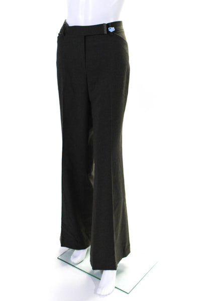 Elie Tahari Womens Zipped Hook & Eye Straight Leg Dress Pants Green Size 12