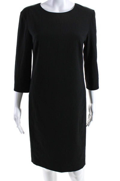 MM. La Fleur Womens Zip Darted Long Sleeve Round Neck Shift Dress Black Size 4