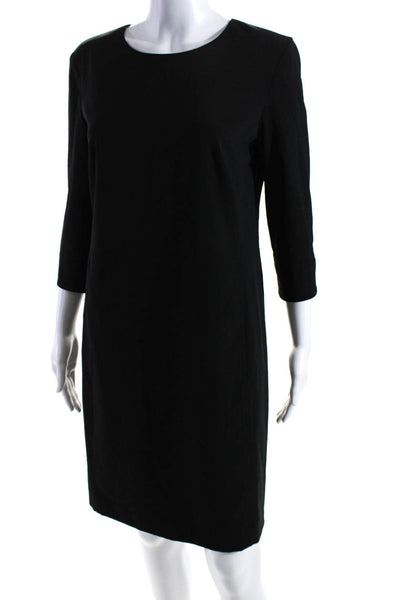 MM. La Fleur Womens Zip Darted Long Sleeve Round Neck Shift Dress Black Size 4