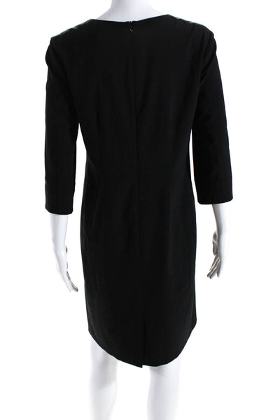 MM. La Fleur Womens Zip Darted Long Sleeve Round Neck Shift Dress Black Size 4