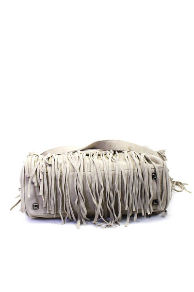 Sorial Womens Suede Fringe Trim Slouchy Shoulder Crossbody Bag Beige Size M