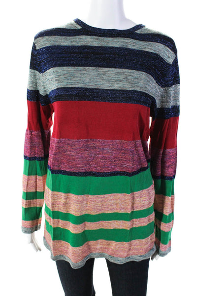 Dries Van Noten Women's Round Neck Long Sleeves Multicolor Stripe Sweater Size M