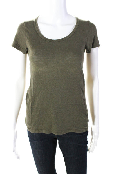 Isabel Marant Etoile Women's Round Neck Short Sleeves Basic T-Shirt Green Size S