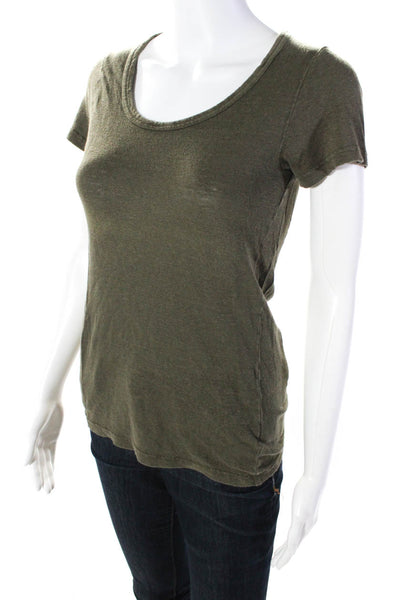 Isabel Marant Etoile Women's Round Neck Short Sleeves Basic T-Shirt Green Size S