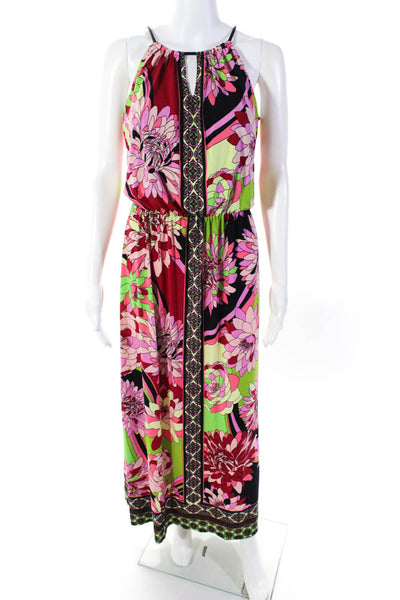 London Times Women's Halter Neck Sleeveless Flare Floral Maxi Dress Size 8