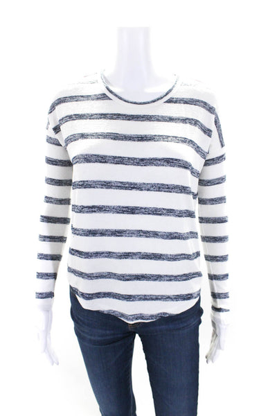 Rag & Bone Women's Round Neck Long Sleeves Blouse Blue Stripe Size XXS