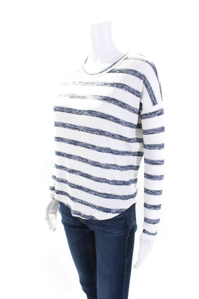 Rag & Bone Women's Round Neck Long Sleeves Blouse Blue Stripe Size XXS