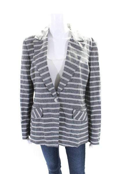 Donna Degnan Womens Collared Long Sleeves Lined One Button Blazer Stripe Size 12