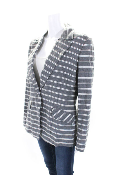 Donna Degnan Womens Collared Long Sleeves Lined One Button Blazer Stripe Size 12