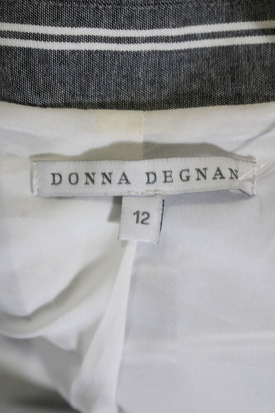 Donna Degnan Womens Collared Long Sleeves Lined One Button Blazer Stripe Size 12