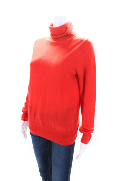 J Crew Womens Long Sleeves Pullover Turtleneck Sweater Red Wool Size Medium