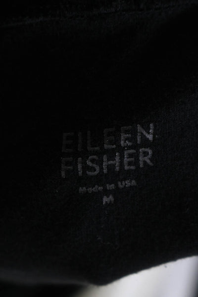 Eileen Fisher Mens Long Sleeves Full Zipper Hoodie Black Organic Cotton Size Med