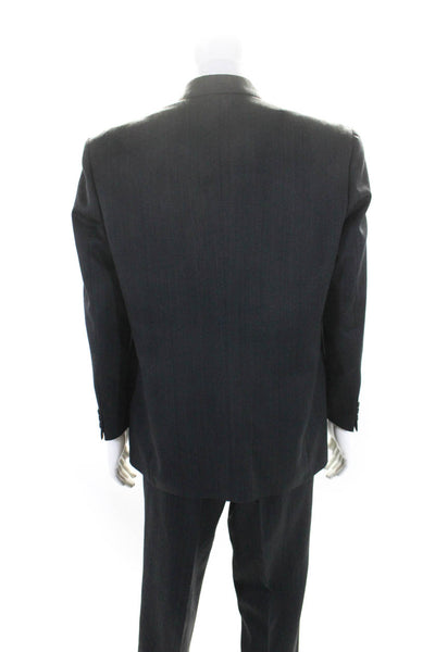 Burton Mens Pinstriped Pleated Front Cuffed Leg Suit Gray Wool Size UK 40 Short/