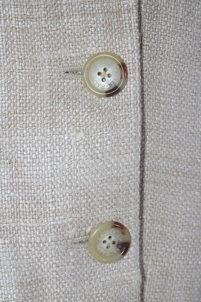 Lauren Ralph Lauren Womens Silk Woven Three Button Blazer Jacket Khaki Size 12