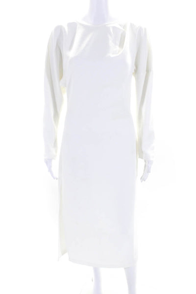 Rachel Comey Womens Long Sleeves Front Slit Maxi Dress Paper White Size 2