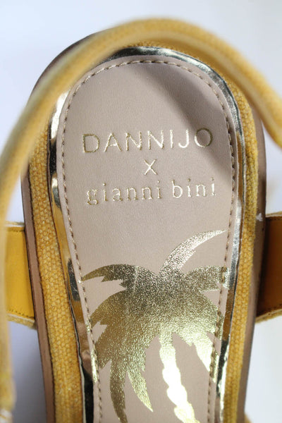 Dannijo X Gianni Bini Womens Platform Slingbacks Wedges Yellow Size 7.5 Medium