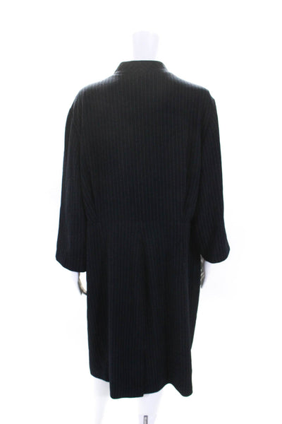 MM. La Fleur Womens Striped Print V-Neck Zipped Long Sleeve Dress Navy Size 4