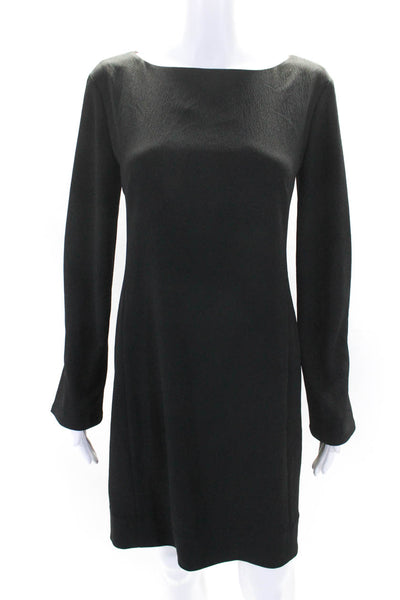 MM. La Fleur Womens Long Sleeve Textured Round Neck Sheath Dress Black Size 4