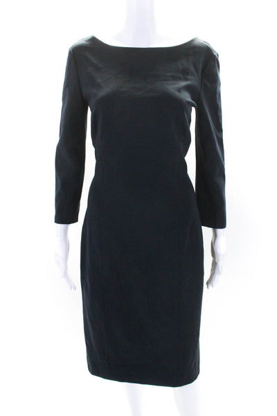 MM. La Fleur Womens Darted Round Neck Low Back Zipped Midi Dress Navy Size 4