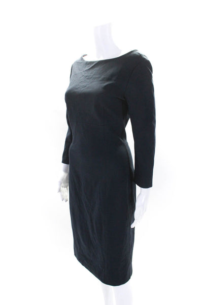 MM. La Fleur Womens Darted Round Neck Low Back Zipped Midi Dress Navy Size 4