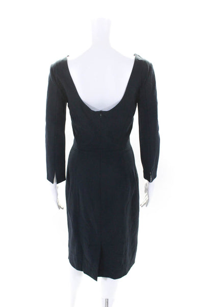 MM. La Fleur Womens Darted Round Neck Low Back Zipped Midi Dress Navy Size 4