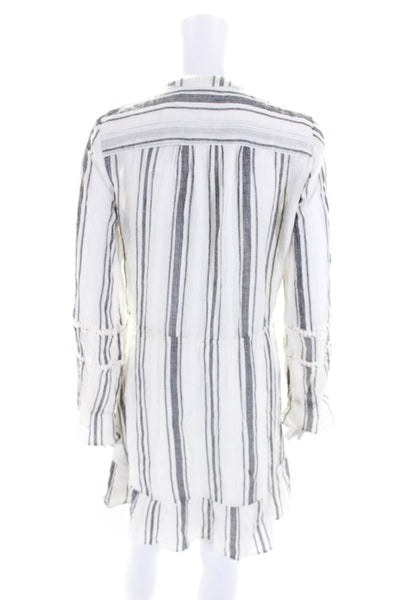 Parker Women's Long Sleeves Cinch Waist Tiered Mini Dress Stripe Size S