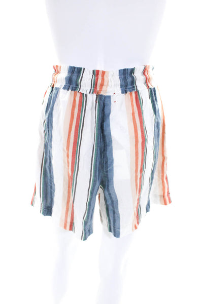 Xirena Women's Paper Bag Waist Multicolor Stripe Pockets Short Size S